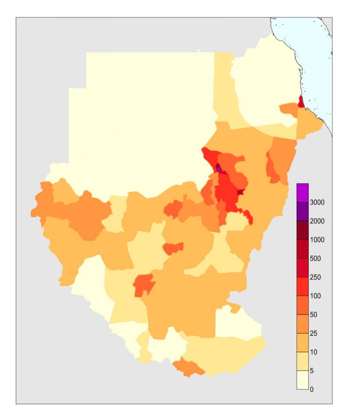 Карта населения Судана 
