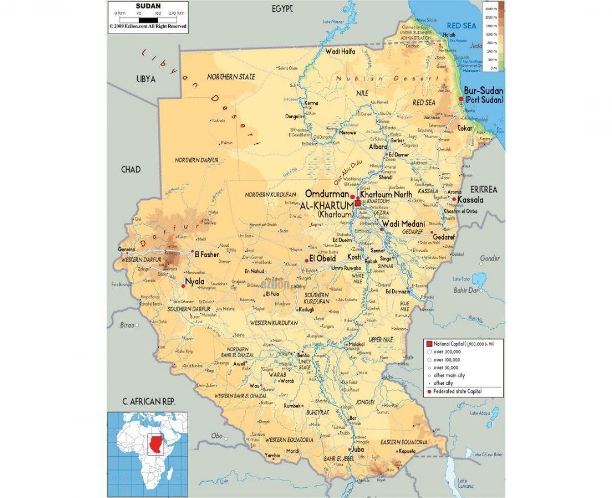 Карта автомобильных дорог Судан 
