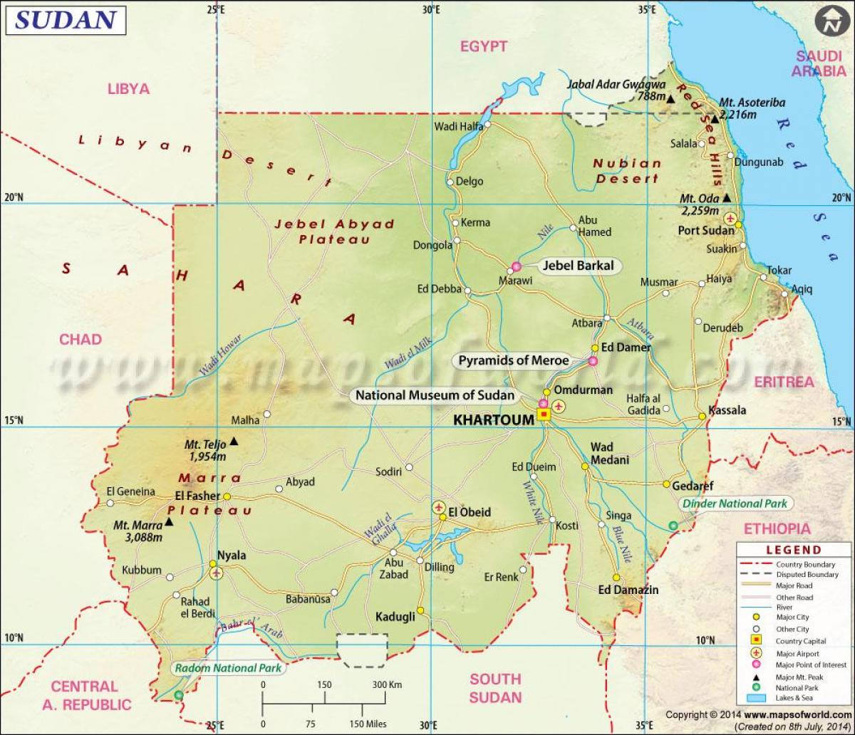 карта Судана